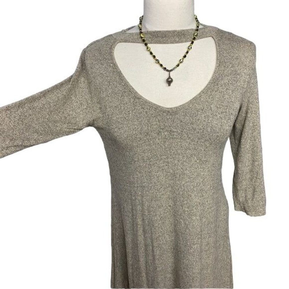 acemi tan fit & flare sweater dress neutral casual comfort career stretch Medium
